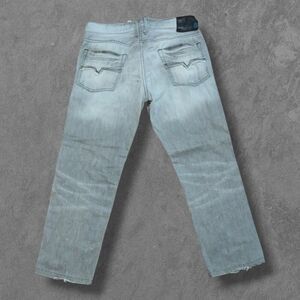Y2K  Guess Premium Gray Light Wash Marshal Straight Leg Button Fly Jeans 33w